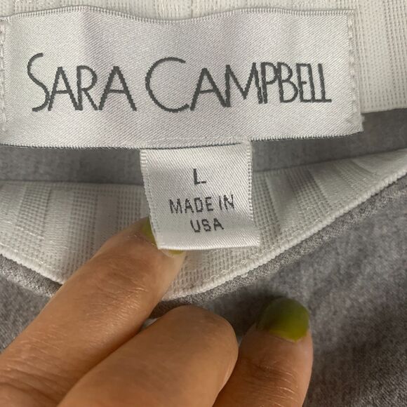 SARA CAMPBELL Sheri Pant Gray Mid Rise Slim Leg Pull On Flat Front Cropped Sz L - Picture 5 of 7